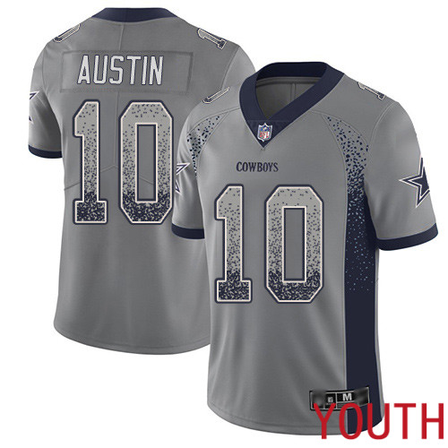 Youth Dallas Cowboys Limited Gray Tavon Austin #10 Rush Drift Fashion NFL Jersey->youth nfl jersey->Youth Jersey